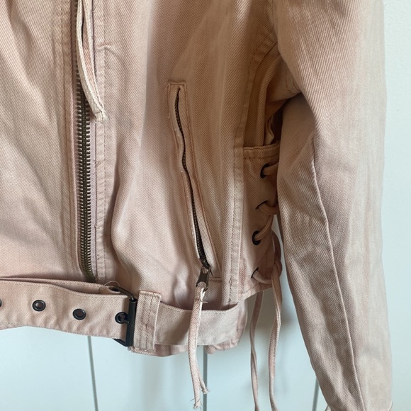 Free people baby pink Denim bomber jacket - Picture 4 of 6